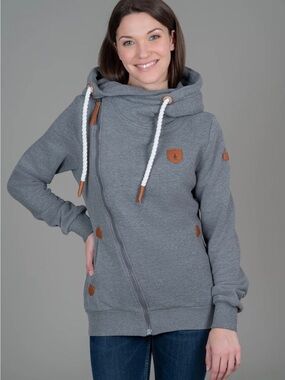 Wanakome Grey Women’s Hooded Zip Sweatshirt Size Large 70% Cotton